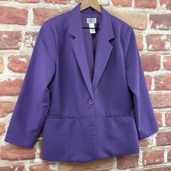 Vintage BFA Classics Blazer Womens 14P Purple Casual Career Button Front Jacket - Picture 2 of 8